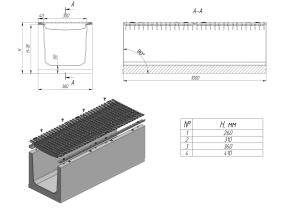 Лоток бетонний ЛВ 30.38.41 з чавунною решіткою класу D, E