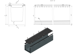 Лоток бетонний ЛВ 20.26.31 з чавунною решіткою класу D, E